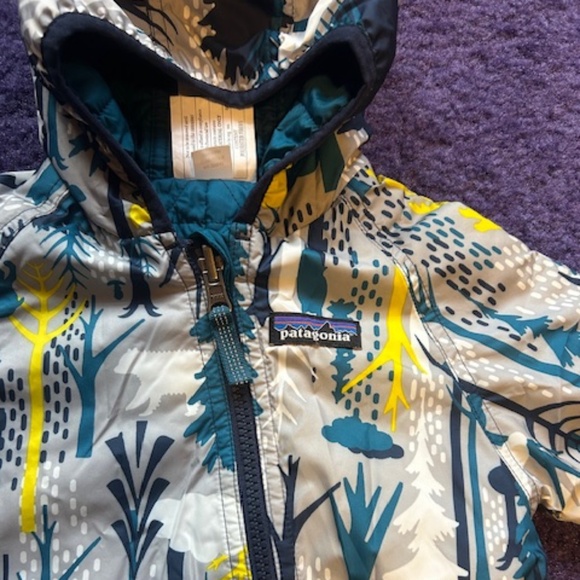 Patagonia Baby Reversible Puff-Ball Bunting 3-6 Months, woodland teal - Picture 2 of 7